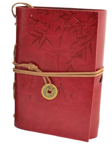 Asian Bamboo Leatherette Journal - Red